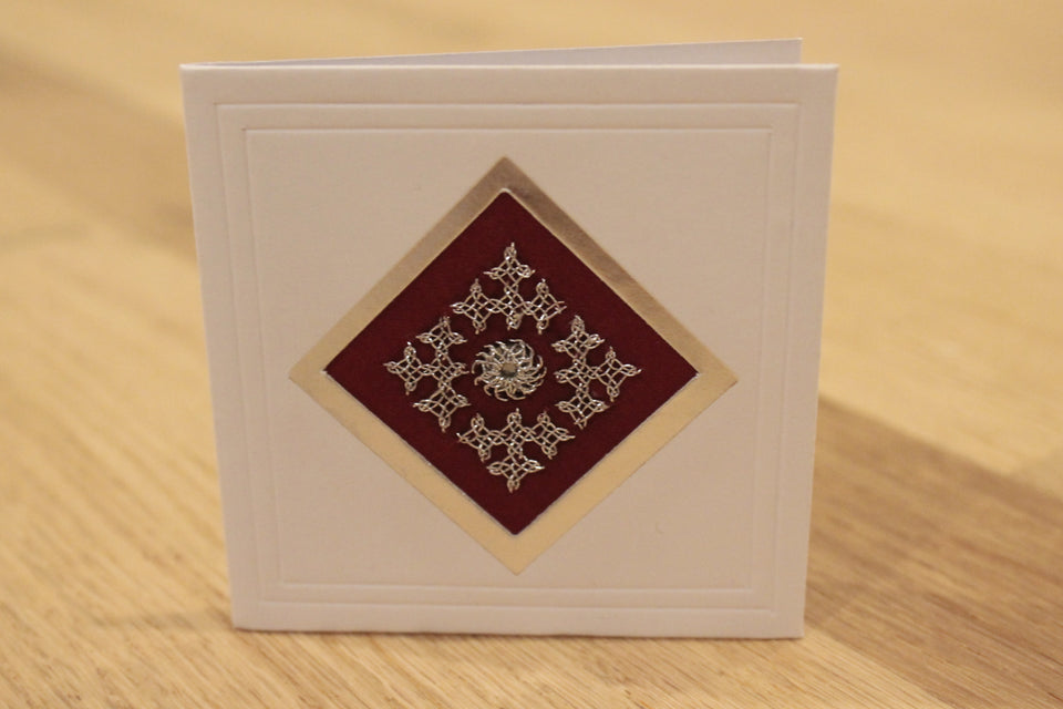 Hand-stitched embroidered blank note greeting card