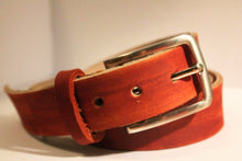 Load image into Gallery viewer, Veg Tan Men's Hand-Made Leather Belt: Chili 1 1/4"
