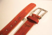Load image into Gallery viewer, Veg Tan Men's Hand-Made Leather Belt: Chili 1 1/4"