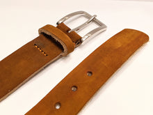 Load image into Gallery viewer, Veg Tan Men's Hand-Made Leather Belt: Cognac 1 3/8"