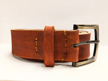 Load image into Gallery viewer, Veg Tan Men's Hand-Made Leather Belt: Chili, 1 1/2" width