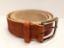 Load image into Gallery viewer, Veg Tan Men's Hand-Made Leather Belt: Chili, 1 1/2" width
