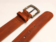 Load image into Gallery viewer, Veg Tan Men's Hand-Made Leather Belt: Chili, 1 1/2" width