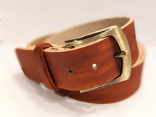 Load image into Gallery viewer, Veg Tan Men's Hand-Made Leather Belt: Chili, 1 1/2" width