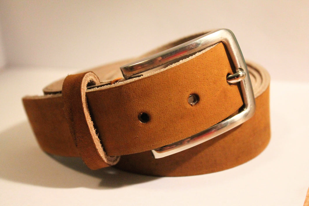 Veg Tan Men's Hand-Made Leather Belt: Cognac 1 1/4