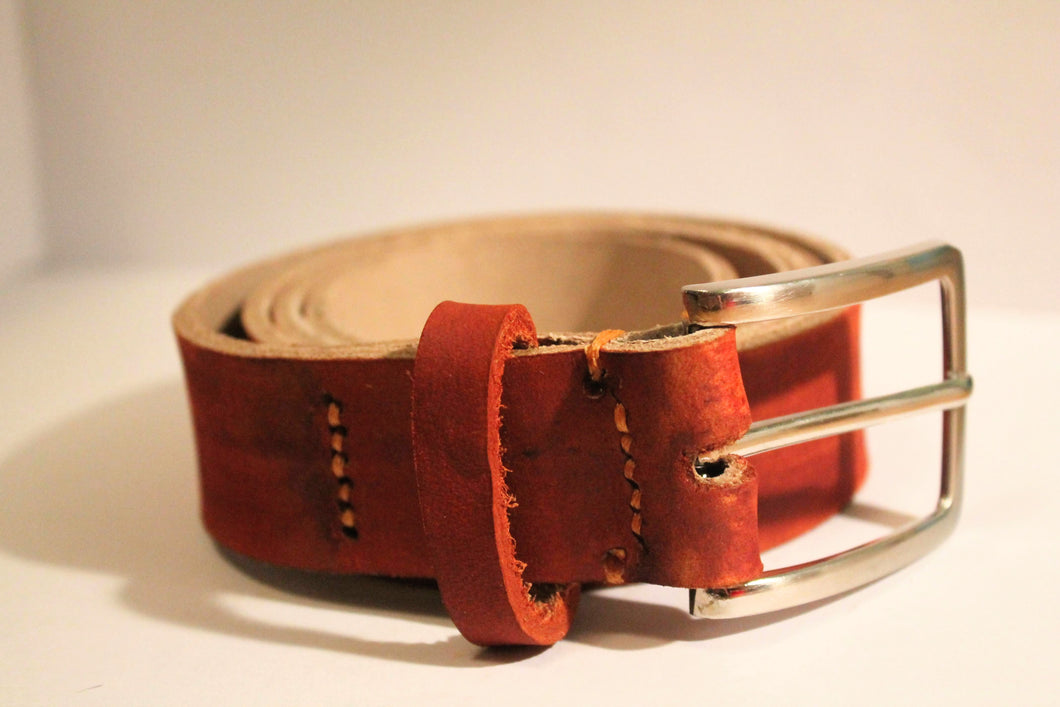 Veg Tan Men's Hand-Made Leather Belt: Chili 1 1/4