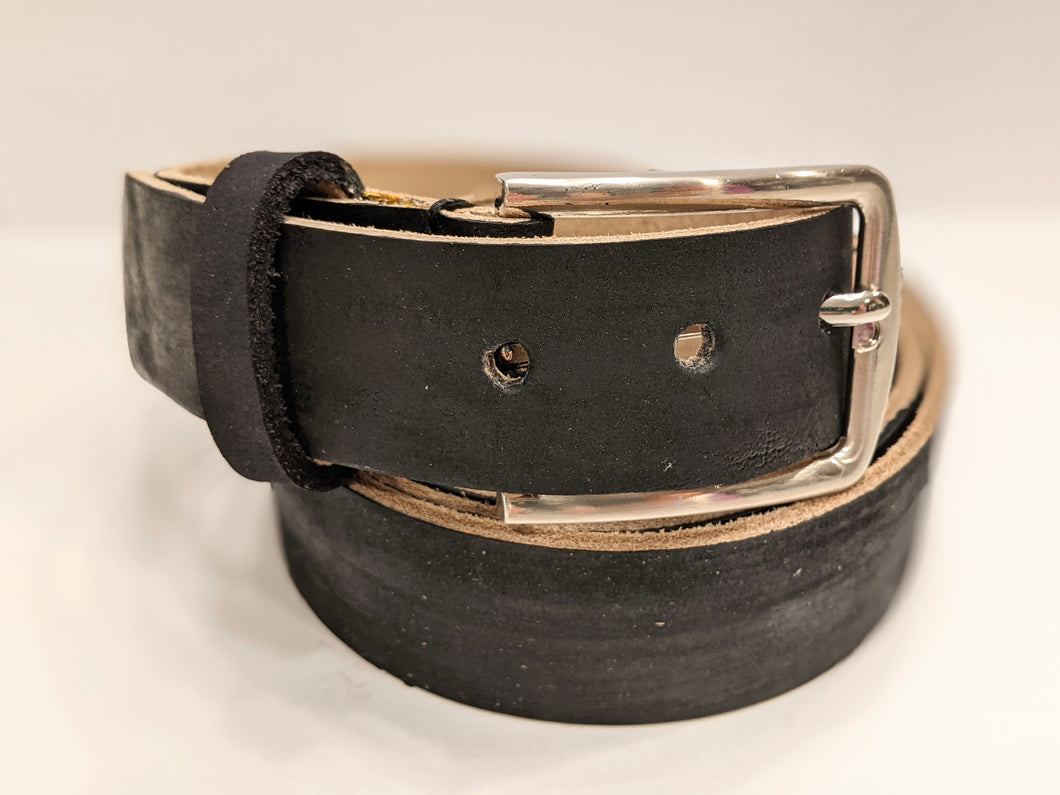 Veg Tan Men's Hand-Made Leather Belt: Mahogany 1 3/8